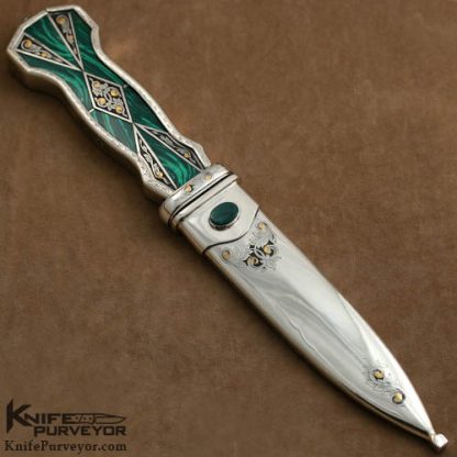 Tex Skow Custom Knife Joe Mason Engraved Malachite California Bowie - Image 3