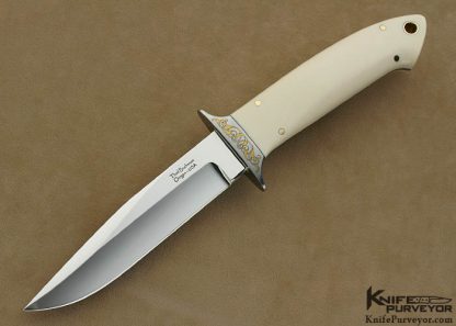 Thad Buchanan Custom Knives Pre-ban Elephant Ivory Fighter Engraved by Ron Nott