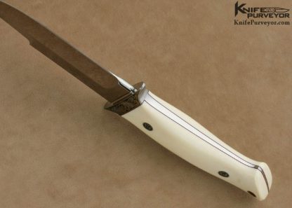 Thad Buchanan Custom Knife Pre-ban Elephant Ivory R.W. Loveless Signature Logo Chute Knife Engraved by Julie Warenski - Image 8