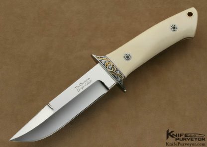 Thad Buchanan Custom Knife Pre-ban Elephant Ivory R.W. Loveless Signature Logo Chute Knife Engraved by Julie Warenski