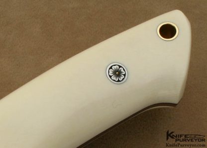 Thad Buchanan Custom Knife Pre-ban Elephant Ivory R.W. Loveless Signature Logo Chute Knife Engraved by Julie Warenski - Image 3