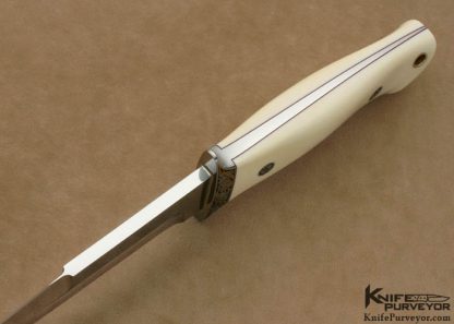 Thad Buchanan Custom Knife Pre-ban Elephant Ivory R.W. Loveless Signature Logo Chute Knife Engraved by Julie Warenski - Image 6