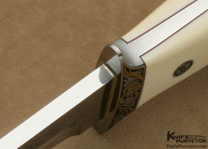 Thad Buchanan Custom Knife Pre-ban Elephant Ivory R.W. Loveless Signature Logo Chute Knife Engraved by Julie Warenski - Image 7