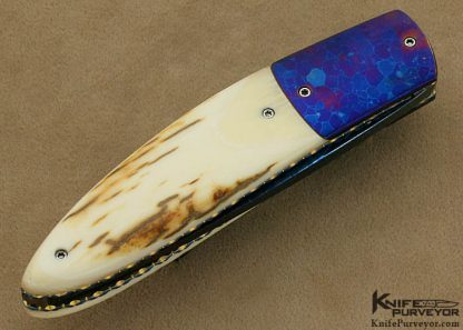 Theuns Prinsloo Custom Knife Blued Damascus Linerlock - Image 3