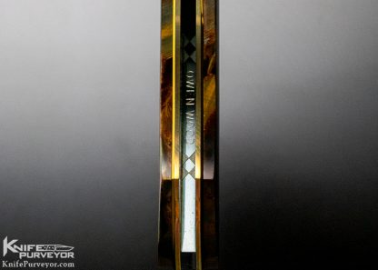 Owen Wood Custom Knife Pietersite Linerlock Dagger with "Chevron & Explosion" Damascus Engraved by Tim George - Image 11