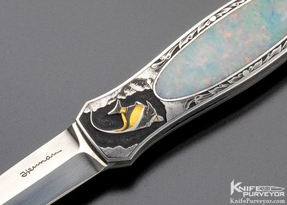Tim Herman Custom Knife Ray Cover Engraved Opal Lockback - Image 2