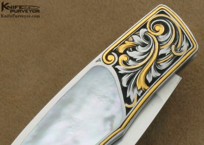 Tim Herman Custom Knife Mother of Pearl Lockback Engraved by Jon Robyn - Image 5