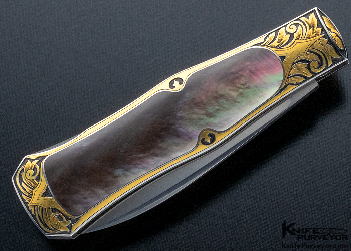 Steve Hoel Custom Knife Tim George Engraved Tahitian Blacklip Pearl and 24Kt Gold Coke Bottle (Featured in a Video) - Image 5