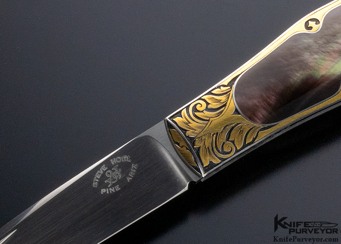 Steve Hoel Custom Knife Tim George Engraved Tahitian Blacklip Pearl and 24Kt Gold Coke Bottle (Featured in a Video) - Image 2
