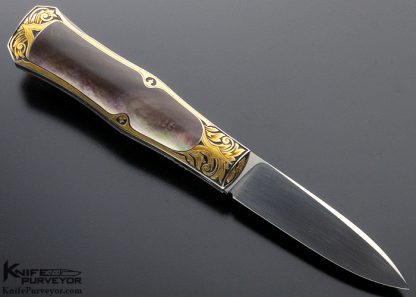 Steve Hoel Custom Knife Tim George Engraved Tahitian Blacklip Pearl and 24Kt Gold Coke Bottle (Featured in a Video) - Image 3
