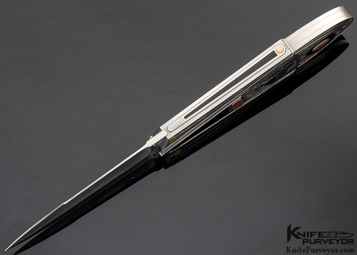 Tore Fogarizzu Custom Knife Pen Shell & Rose Gold Lever Release Automatic Engraved by Tim George - Image 5