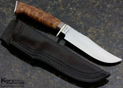 Tim Hancock Custom Knife MS 1995 Burlwood Small Bowie - Image 3