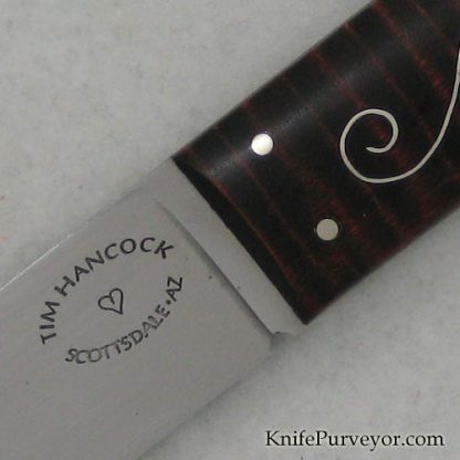Tim Hancock Custom Knife Tiger Maple with Sterling Wire Inlays - Image 2