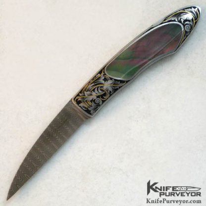Tim Herman Custom Knife Sole Authorship Engraved Blacklip Tahitian Pearl Lockback