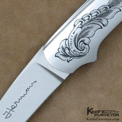 Tim Herman Custom Knife "Sliver" Slipjoint Engraved by Simon Lytton - Image 2