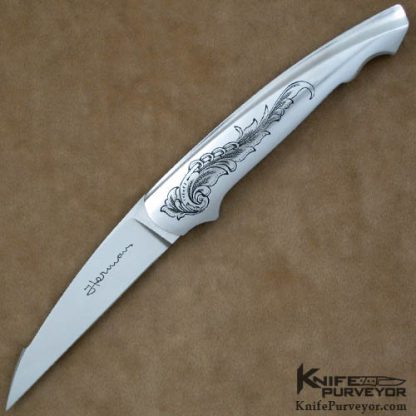 Tim Herman Custom Knife "Sliver" Slipjoint Engraved by Simon Lytton