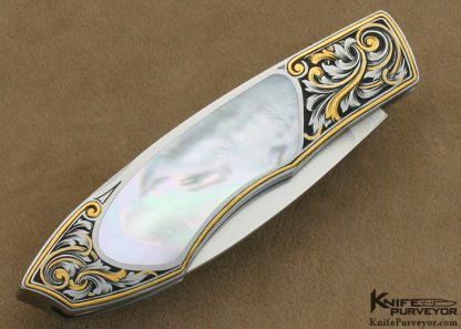 Tim Herman Custom Knife Mother of Pearl Lockback Engraved by Jon Robyn - Image 3