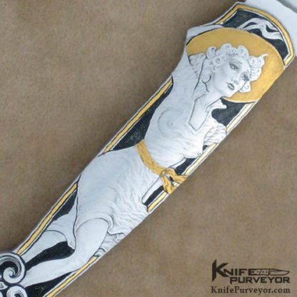 Tim Herman Custom Knife "Sliver" Slipjoint Engraved by Jon Robyn - Image 2