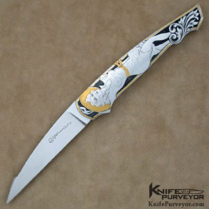 Tim Herman Custom Knife "Sliver" Slipjoint Engraved by Jon Robyn
