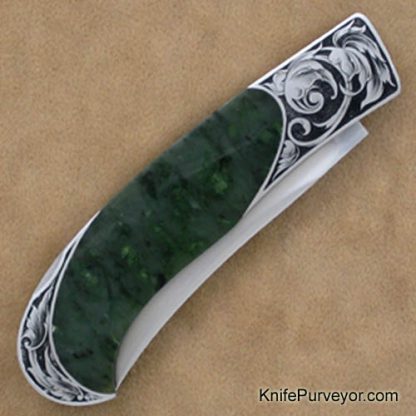 Tim Herman Custom Knife Sole Authorship Engraved Jade Lockback - Image 3