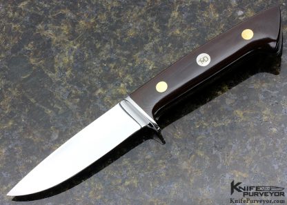T. M. Dowell Custom Knife Burgundy Micarta Integral Drop Point Hunter