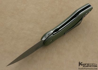 Todd Begg Custom Knife Green Canvas Micarta Civilian M.I.G. "Military Issue Glimpse" IKBS Flipper Linerlock - Image 6