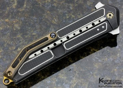 Todd Begg Custom Knife SteelCraft Kwaiken Black & Gold Titanium Frame Lock Flipper - Image 3
