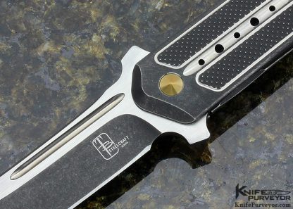 Todd Begg Custom Knife SteelCraft Kwaiken Black & Gold Titanium Frame Lock Flipper - Image 2
