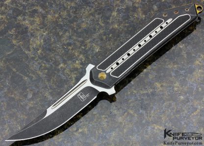 Todd Begg Custom Knife SteelCraft Kwaiken Black & Gold Titanium Frame Lock Flipper