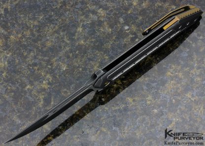 Todd Begg Custom Knife SteelCraft Kwaiken Black & Gold Titanium Frame Lock Flipper - Image 4