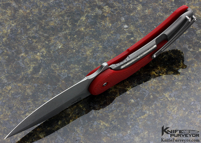 Todd Begg Custom Knife Titanium and Red G-10 Field Grade Bodega Frame Lock Flipper - Image 5