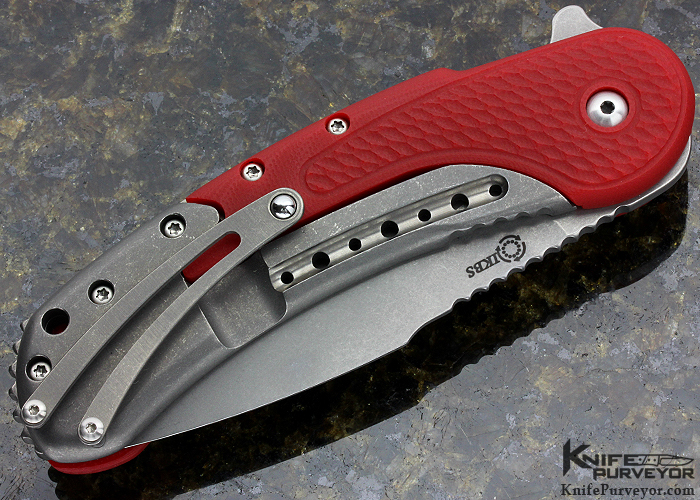 Todd Begg Custom Knife Titanium and Red G-10 Field Grade Bodega Frame Lock Flipper - Image 3