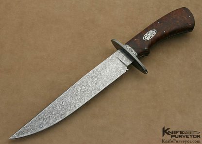 Tom Ferry Custom Knives Sole Authorship Engraved Desert Ironwood & Damascus Mastersmith Bowie