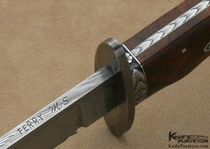 Tom Ferry Custom Knives Sole Authorship Engraved Desert Ironwood & Damascus Mastersmith Bowie - Image 5