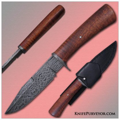 Tom Ferry's Custom Knife: Sole Authorship Damascus Fighter with Koa Wood Handle