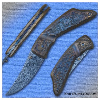 Tom Ferry's Custom Knife: Sole Authorship Damascus Persian Linerlock with Hot Textured Titanium Scales