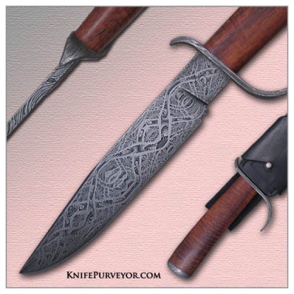 Tom Ferry's Custom Knife: Sole Authorship Damascus S-Guard Fighter with Koa Wood Handle - Image 2