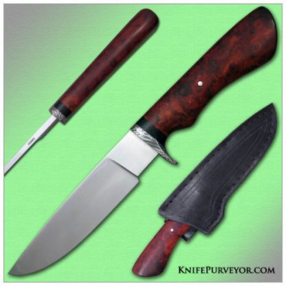 Tom Ferry's Custom Knife: Journeyman Test Hunter Forged 5160 and Sole Authorship Damascus Guard with Burl Wood