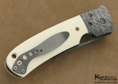 Tom Mayo Custom Knife One of A Kind Pre-ban Elephant Ivory & Damascus TNT Linerlock - Image 3