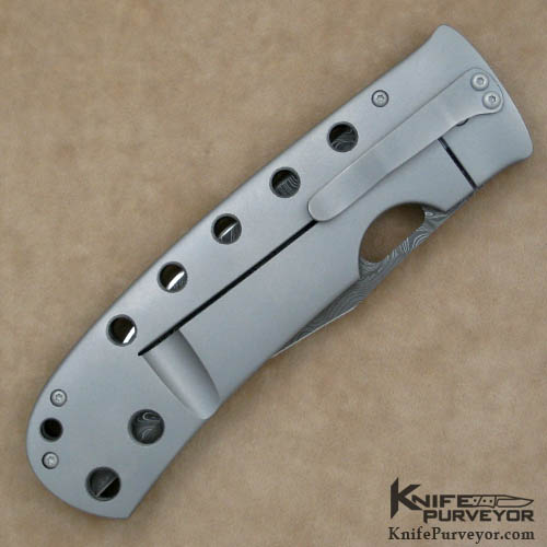 Tom Mayo Custom Knife Damascus Blade Bill Moran Folding Bowie - Image 3