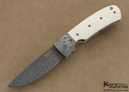 Tom Mayo Custom Knife One of A Kind Pre-ban Elephant Ivory & Damascus TNT Linerlock