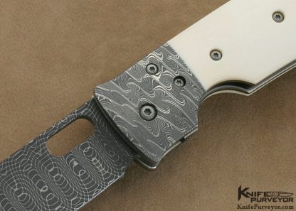 Tom Mayo Custom Knife One of A Kind Pre-ban Elephant Ivory & Damascus TNT Linerlock - Image 2