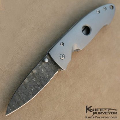 Tom Mayo Custom Knife Small Retro Style with Devin Thomas Damascus Blade