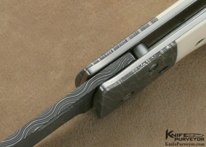 Tom Mayo Custom Knife One of A Kind Pre-ban Elephant Ivory & Damascus TNT Linerlock - Image 7