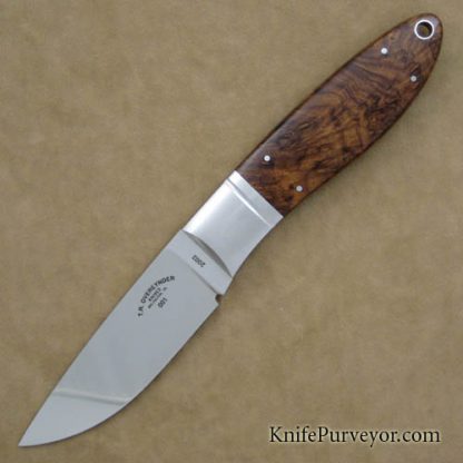 Tom Overeynder Custom Knife Rosewood Burl Drop Point Hunter #001