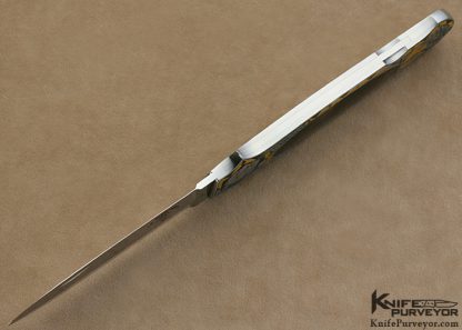 Tom Overyender Custom Knife Black Lip Tahitian Pearl Shell Interframe Lockback Engraved by Ray Cover Jr. - Image 8