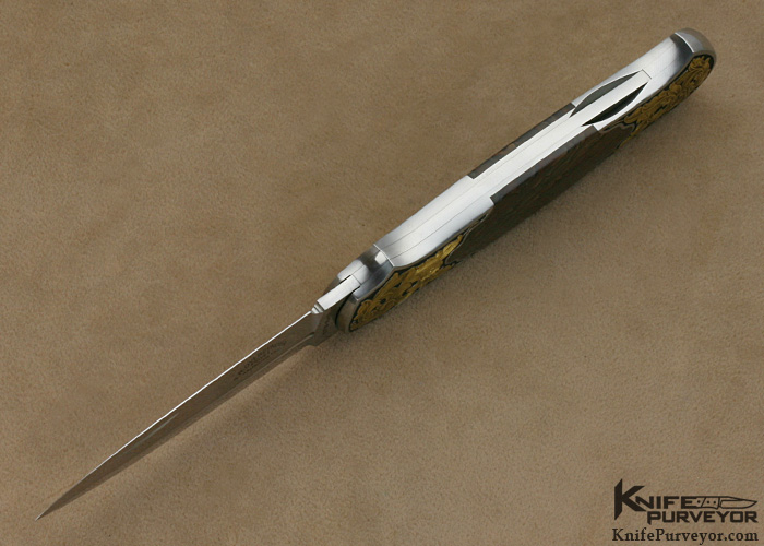 Tom Overeynder Custom Knife Biggs Jasper Semi Interframe Lockback Dagger Engraved by Joe Mason - Image 6