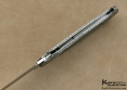 Tom Overeynder Custom Knife Joe Mason Engraved Black Lip Tahitian Pearl Interframe Lockback Dagger - Image 5