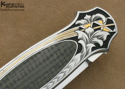 Tom Overeynder Custom Knife Jody Muller Engraved Carbonfiber Lockback Dagger - Image 4