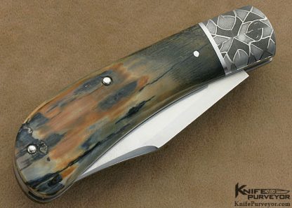 Tom Ploppert Custom Knife Mammoth Ivory & Chad Nichols Damascus Lanny's Clip Slip Joint - Image 4
